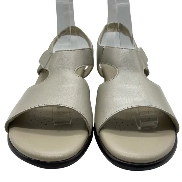 SAS Womens Shoes Suntimer Sandals Sz 10 Slim Ivory White Leather Heeled Comfort - Picture 4 of 12